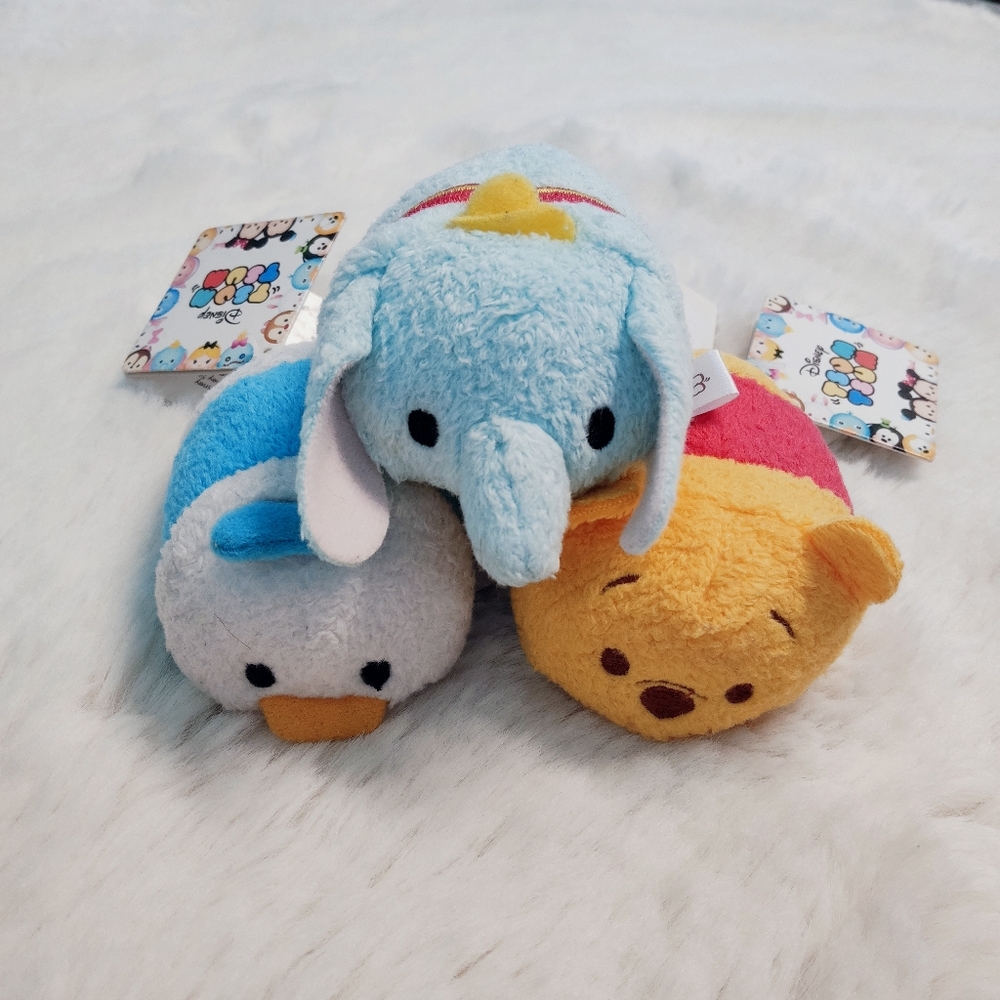 [New] Lot of 3 Disney Tsum Tsum Plush Toys Donald Duck Winnie The Pooh Dumbbell